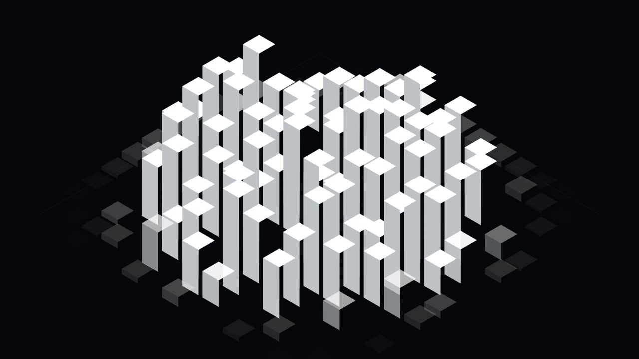 Abstract Animation of Rising and Falling White Isometric Bars