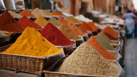 vibrant and colorful spices at an outdoor market