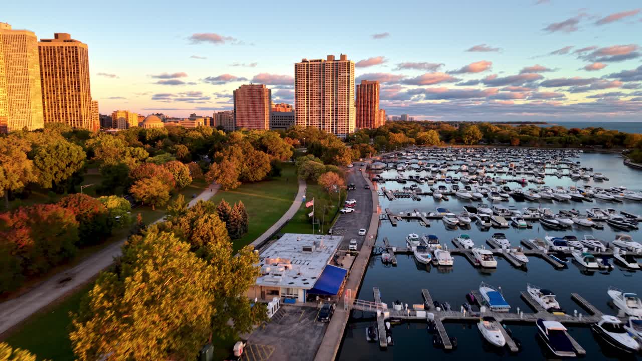 시카고 일리노이 마리나의 항공 뷰