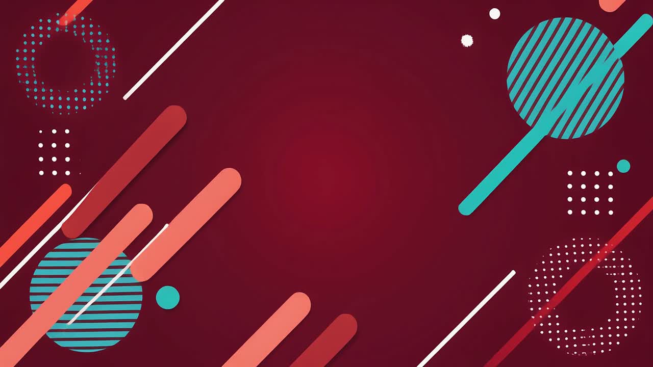 Dynamic Abstract Geometric Shapes Animation on Red Background