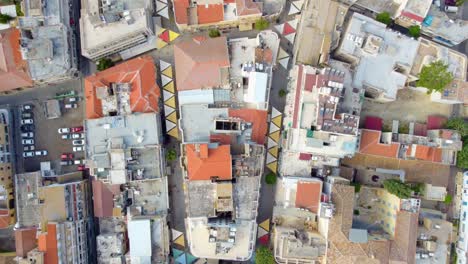 view from above of shopping streets in the city of nicosia in cyprus