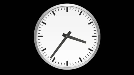 animated analog clock, time lapse, on black background