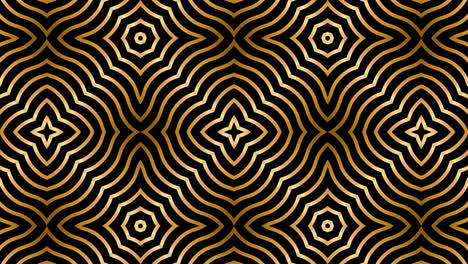 seamless art deco animation of multiple striped rhombus shapes. loop gold background. 4k.