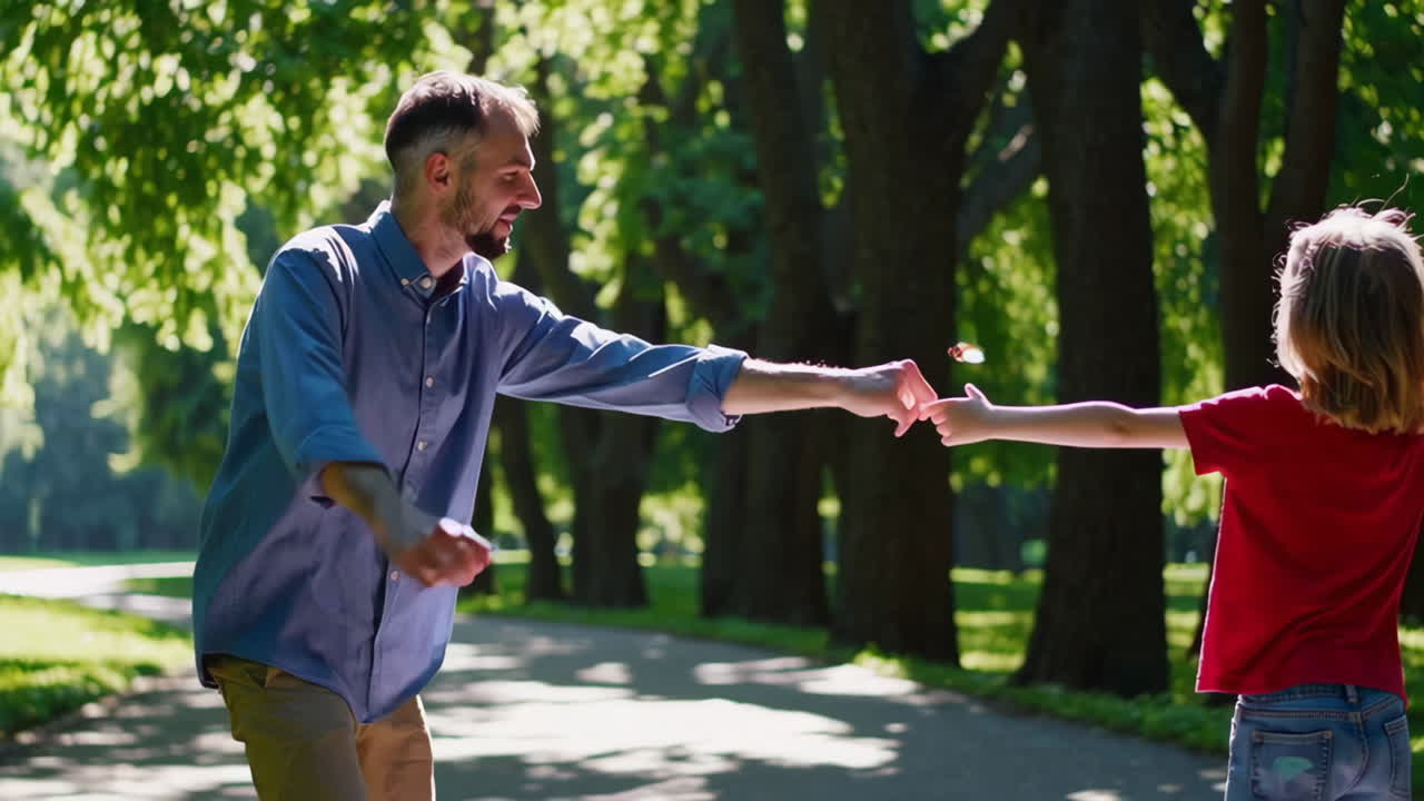 Father and Daughter Playing and Bonding in a Sunny Park