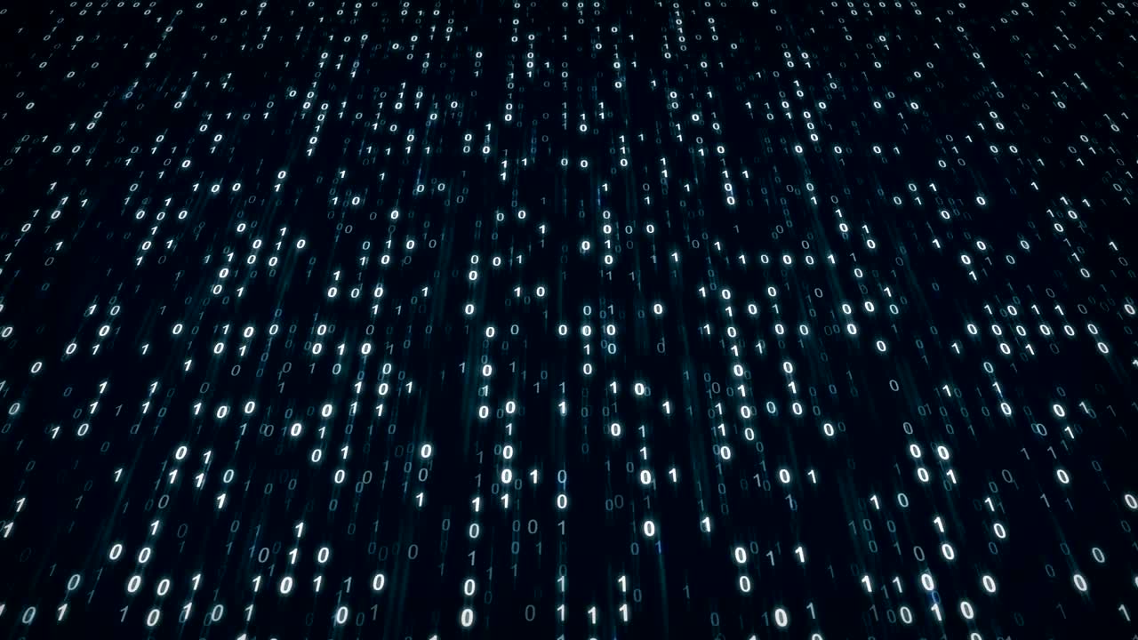 Futuristic Digital Blue Background with Binary Code Animation