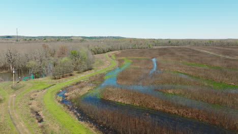 aerial view of a flooded wetland