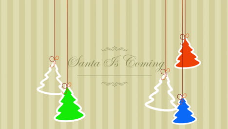 Papá-Noel-Viene-Con-árboles-De-Navidad-Colgantes-Y-Juguetes-Con-Un-Patrón-De-Rayas.