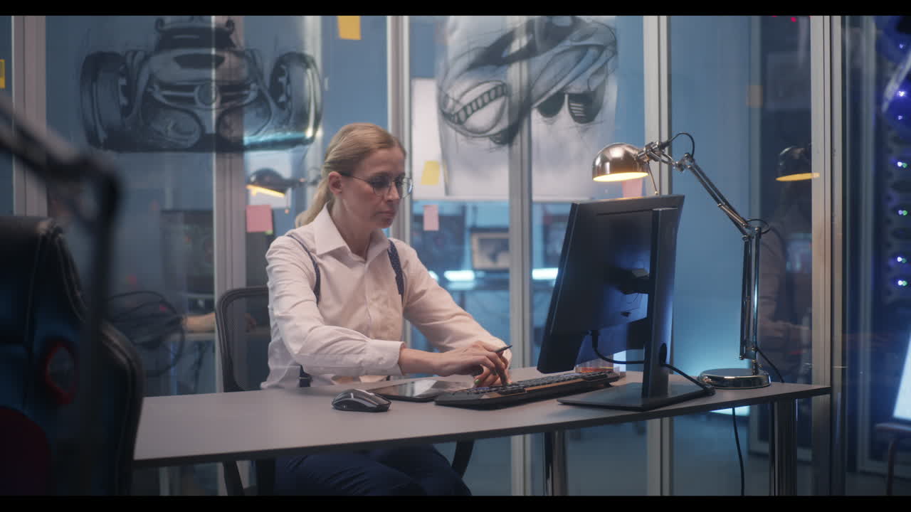 женщина-дизайнер, работающая над цифровым рисунком