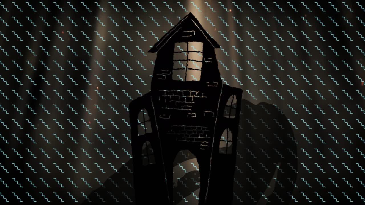 집 위에 움직이는 모양의 애니메이션.