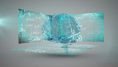 Animación-Del-Cerebro-Humano-Girando-Con-Procesamiento-De-Datos-Digitales-En-Pantallas.