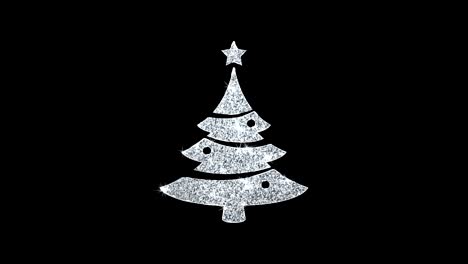 el icono de la estrella del árbol de navidad brilla con partículas parpadeantes.