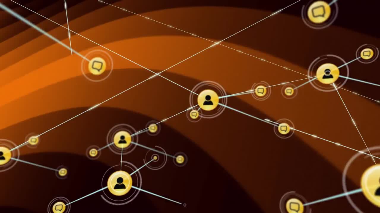 검은색 배경에 있는 미디어 아이콘과 모양의 애니메이션