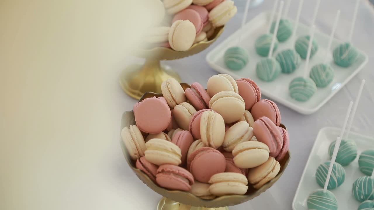 Party Table With Cake And Sweets. Colorful decoration of party table with cake and sweets for guests