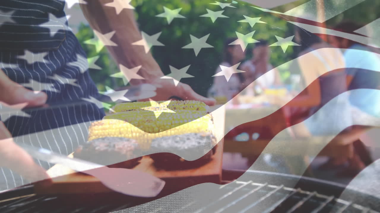 hombre cocinando para sus amigos en una barbacoa