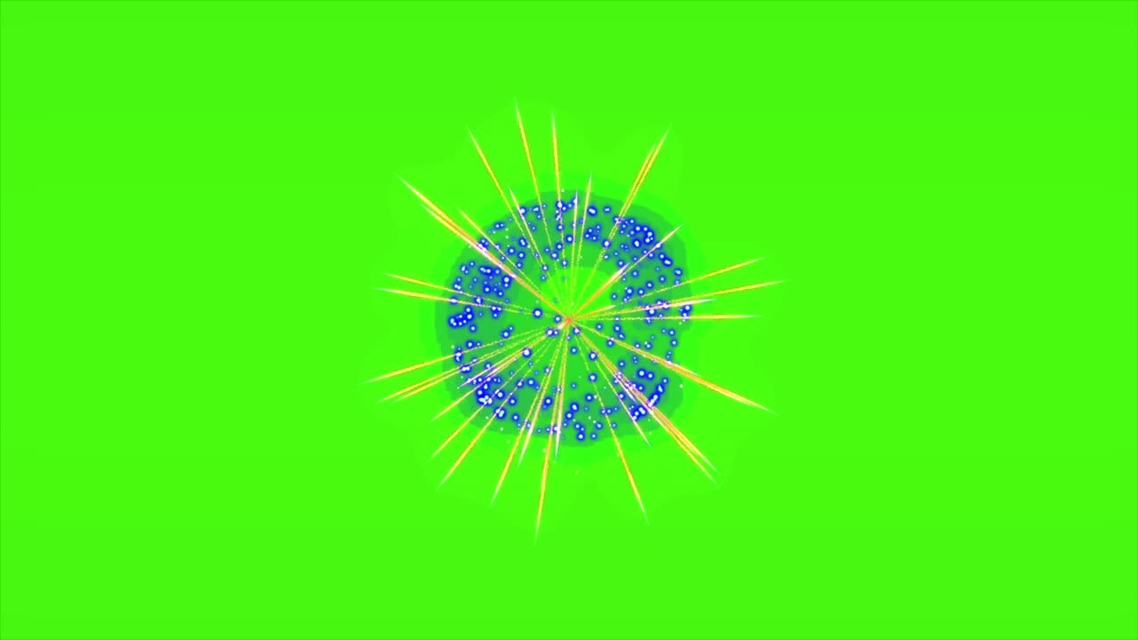 Colorful Fireworks Explosion on Green Screen