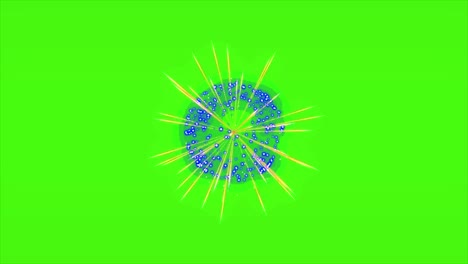 explosión de fuegos artificiales coloridos en la pantalla verde