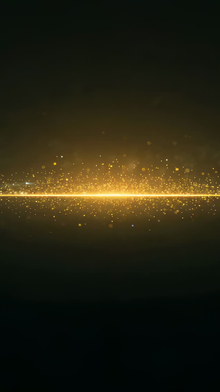 Vertical video: Appearing golden beam pulsing into core at dark backdrop, emitting tiny sparks