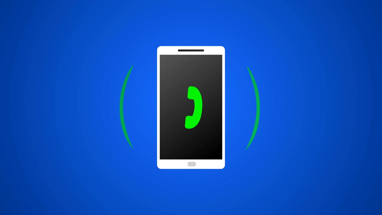 llamada de teléfono inteligente con icono verde y sonido de animación vectorial 4k vídeo renderizado.