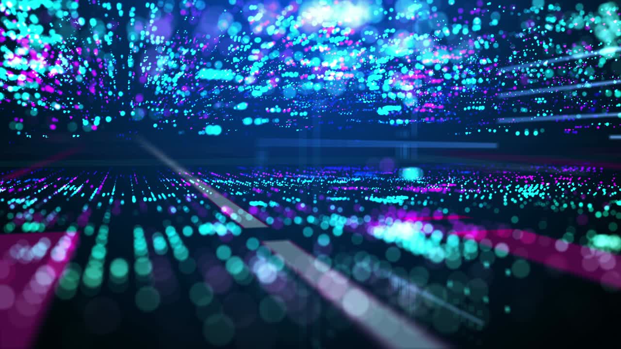 Data transfer connection in network cyberspace with blur effect. 4k UHD video loop 3D abstract motion background.