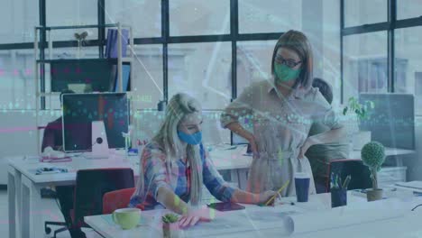 animación del procesamiento de datos sobre diversas personas de negocios en la oficina
