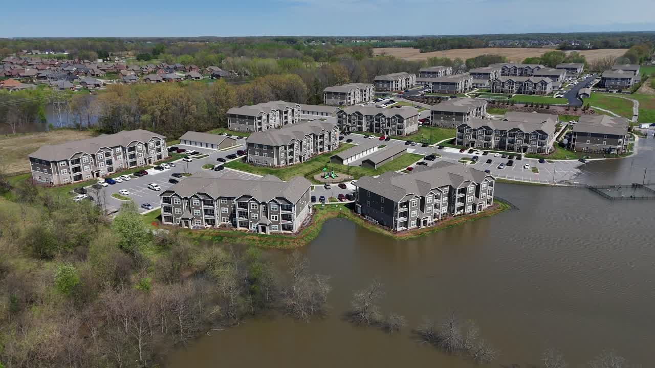 Aerial footage of flooding at an apartment complex on Dunlop Lane in Clarksville Tennessee