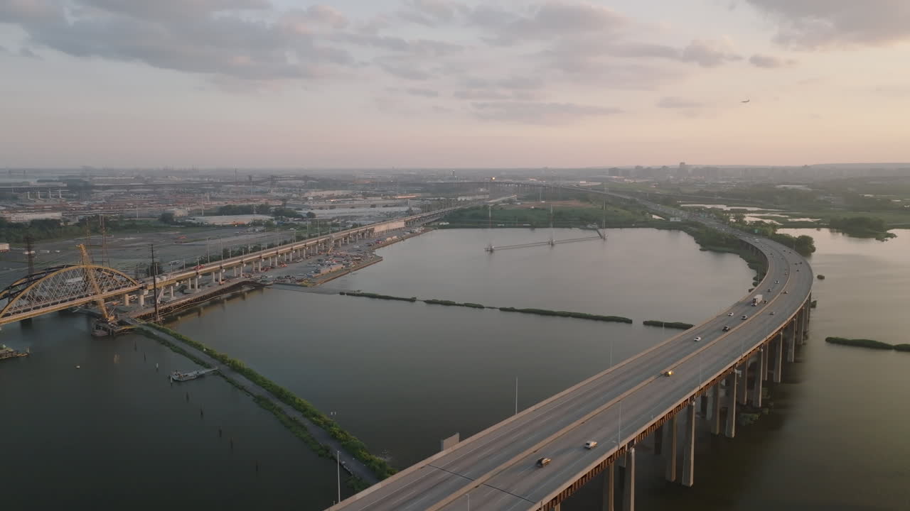 Aerial view of freeway traffic in New Jersey