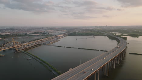 aerial view of freeway traffic in new jersey
