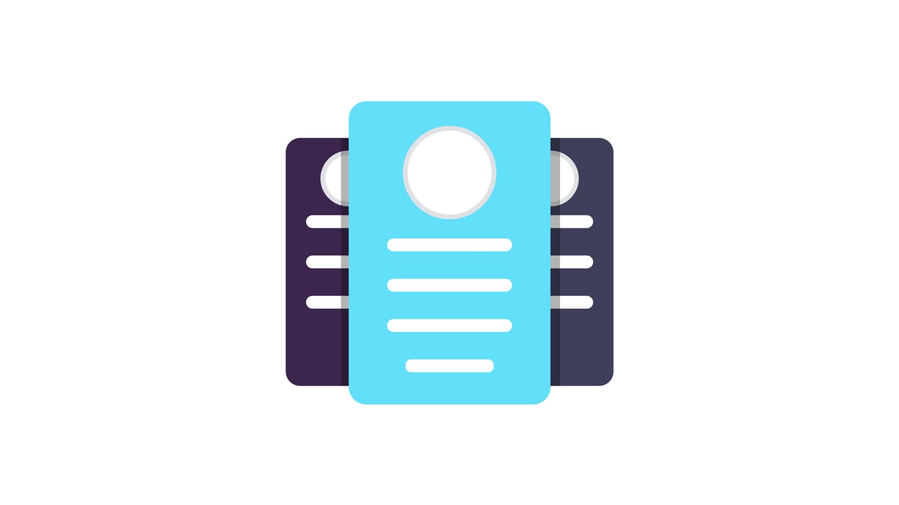 Animazione Flat Design di icona di documenti impilati