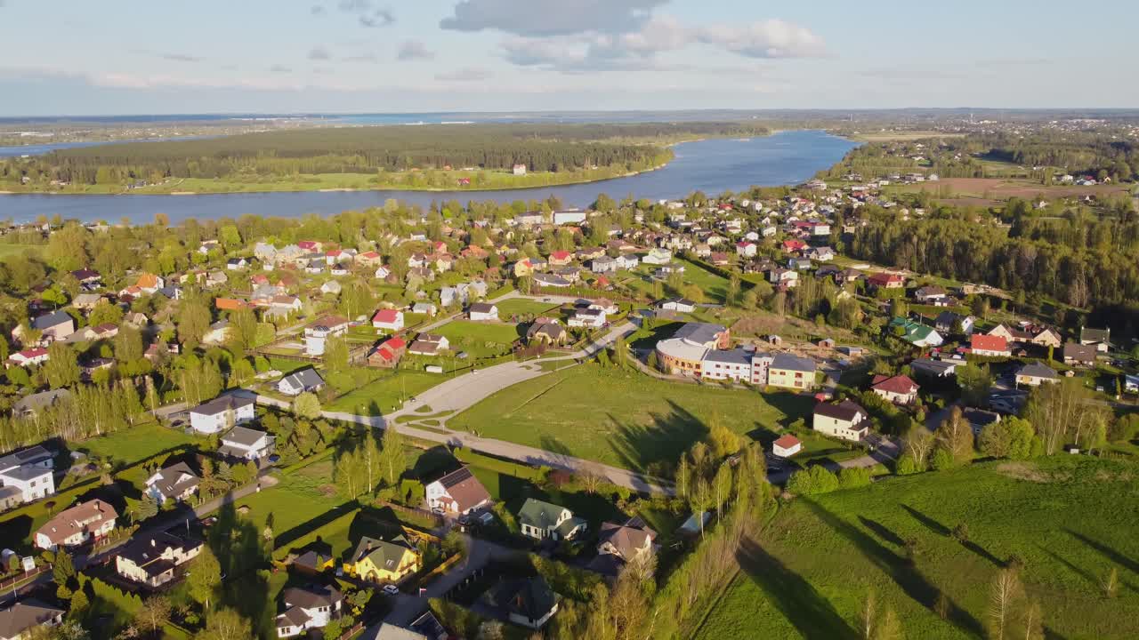 Living area of Katlakalns near Riga in Latvia, aerial drone view
