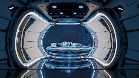 astronaut in hypersleep pod