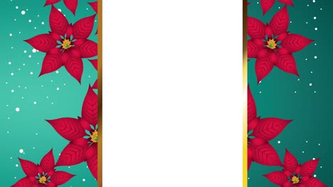 happy merry christmas frame with red flowers