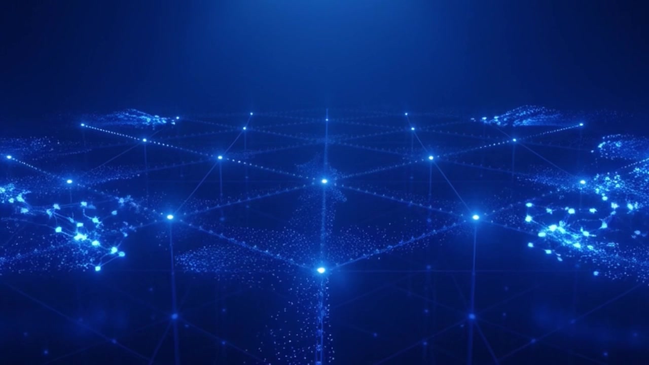 Abstract Digital Network Grid with Glowing Particles