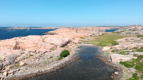 bohus granite with beautiful seascape view at the coast of bohuslan in gotaland, sweden