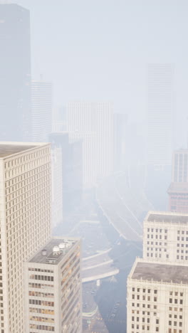 aerial view of a foggy city