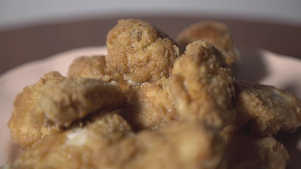 Nutritious Fried Chicken Wings On A Plate Ready For Serving - Closeup Shot