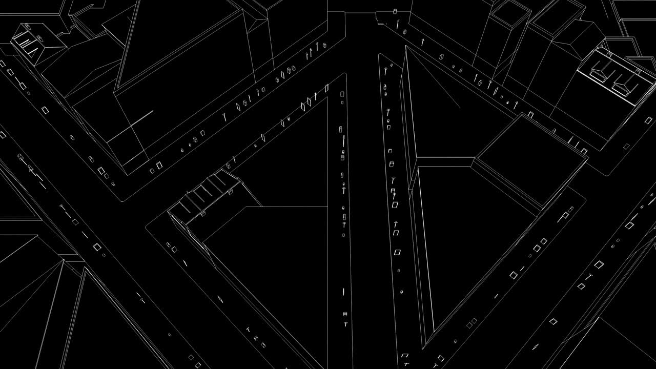 Flying in the sketched black city able to loop seamless