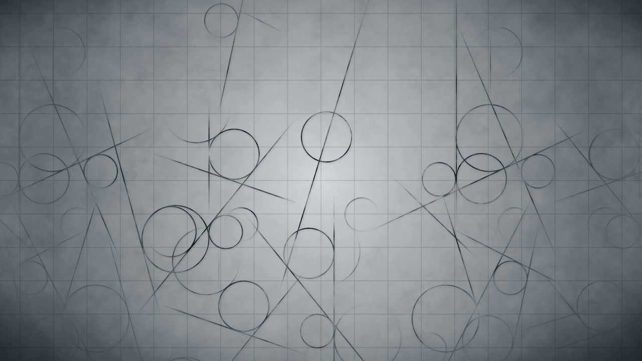 animación de bucle de transición con patrones geométricos científicos en matemáticas. matemáticas y antecedentes educativos. círculo y línea.