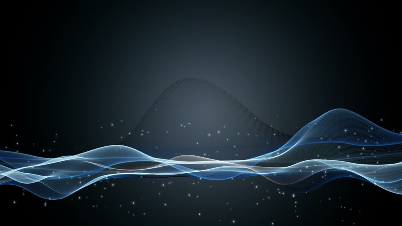 파동 물체와 반이는 입자를 느린 동작으로 가진 미래의 애니메이션, 4096x2304 루프 4k