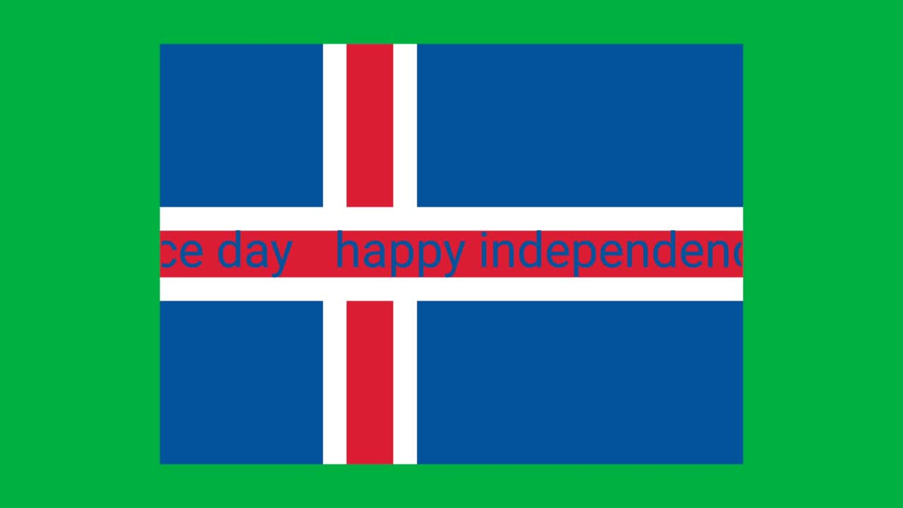 아이슬란드의 독립기념일 축하 라인은 중앙에 아이슬란드 발을 표시합니다. 녹색 화면 국가 발 애니메이션 클립.