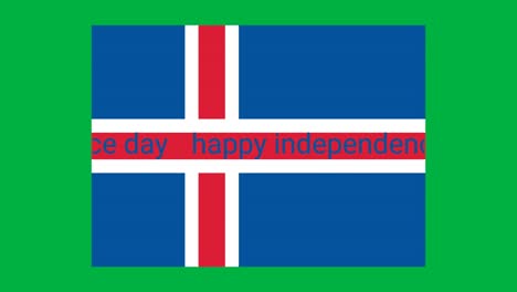 happy independence day of iceland line on iceland flag in centre. green screen national flag animated clip.