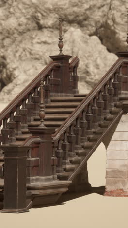 old wooden staircase in a castle