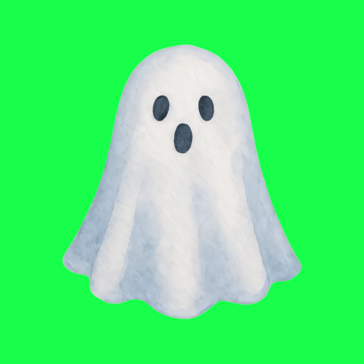 Cartoon ghost animation, transparent 4K video, green screen