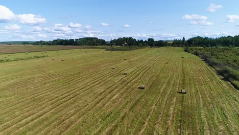 agroculture field ploughing with four furrow reversible plough aerial wide view