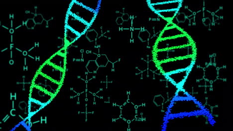 dna strands and chemical structures, scientific data processing