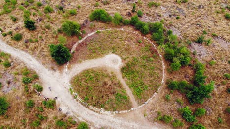 old stone circle altar landmark of leśno, chojnice county in northern poland -aerial