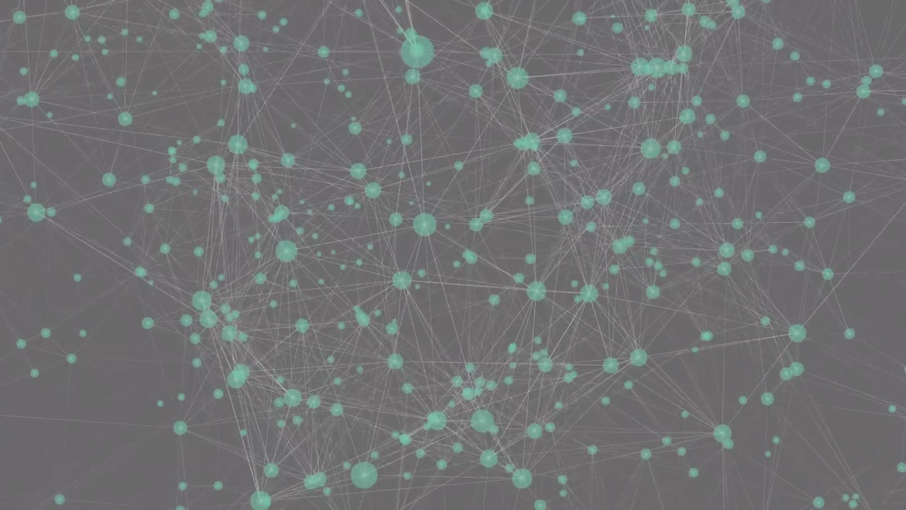 Animation of network of connections with icons on black background