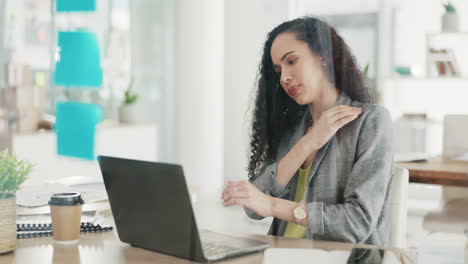 Shoulder-pain,-office-and-business-woman