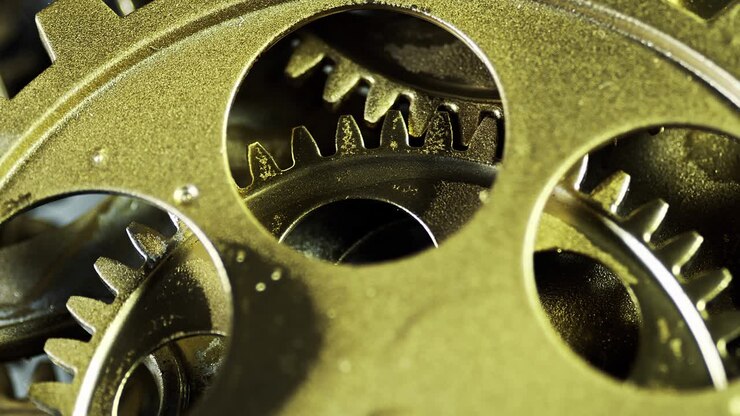 Working of Old Golden Copper Color Gears