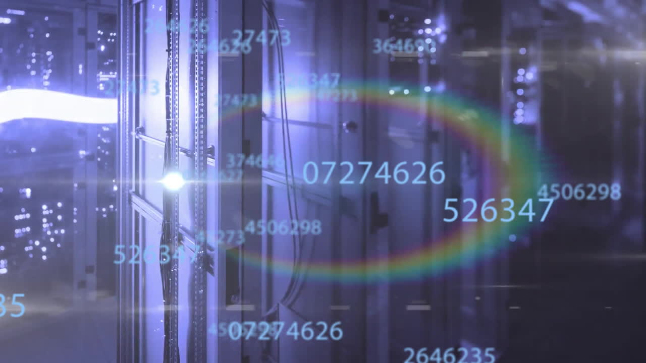 컴퓨터 서버를 통해 데이터 처리의 애니메이션