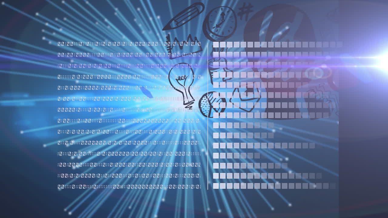 디지털 아이콘을 통해 데이터 처리의 애니메이션